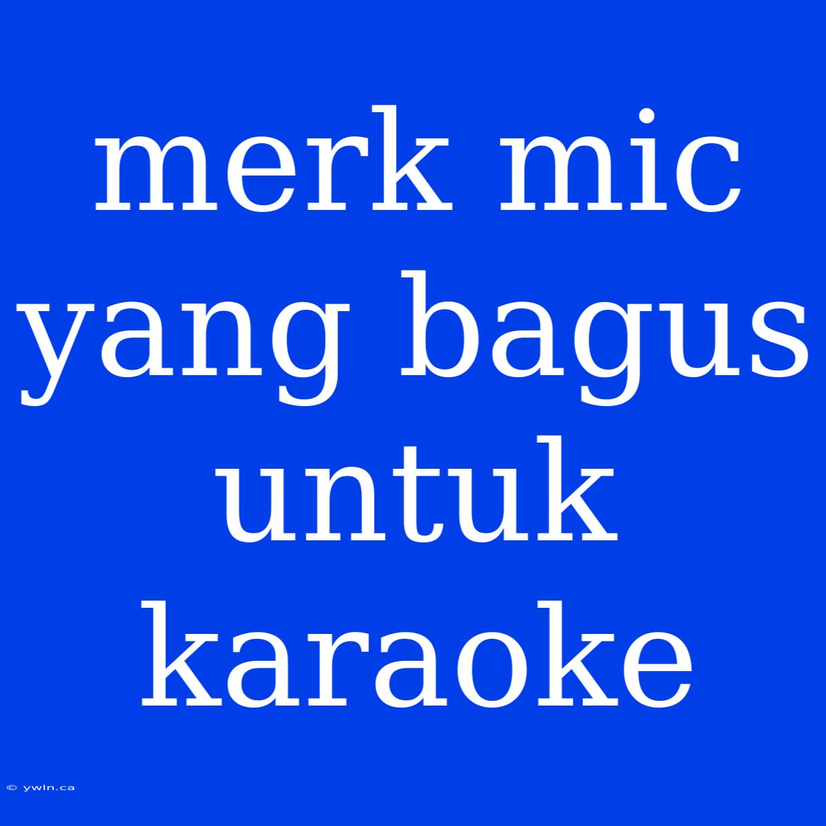 Merk Mic Yang Bagus Untuk Karaoke