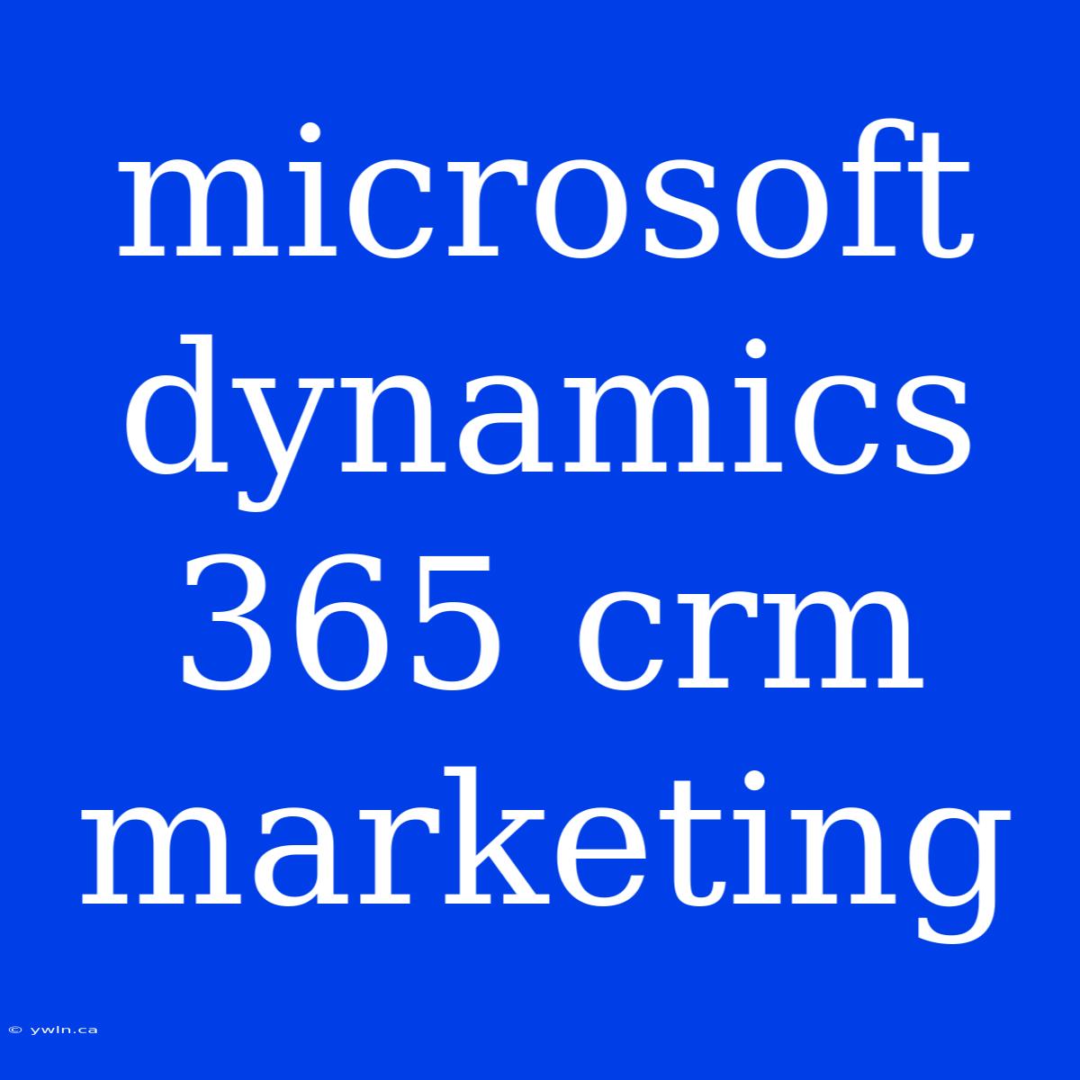 Microsoft Dynamics 365 Crm Marketing