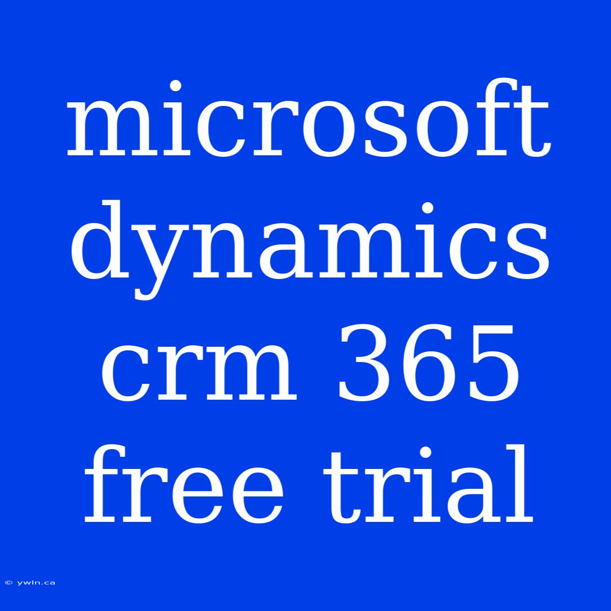 Microsoft Dynamics Crm 365 Free Trial