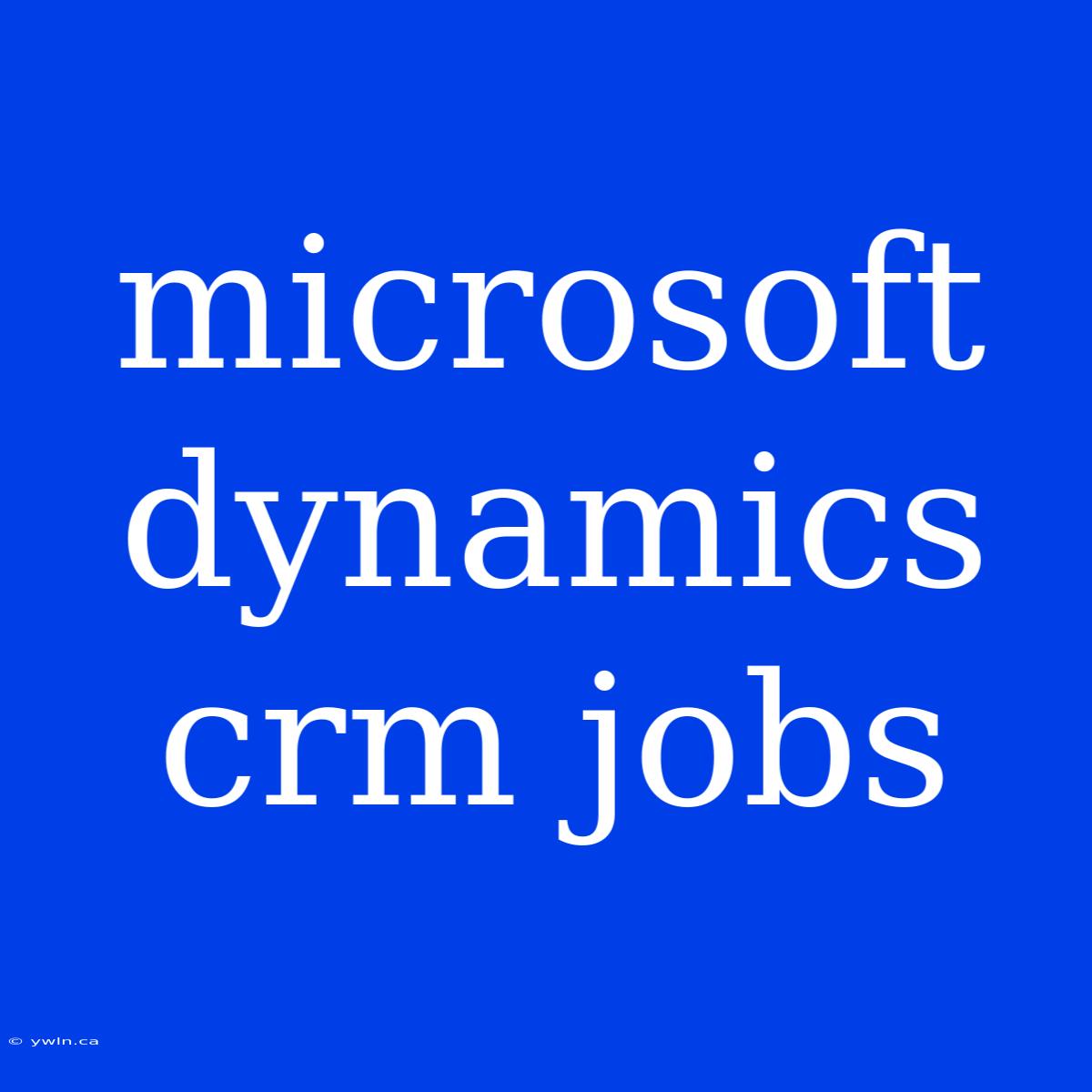 Microsoft Dynamics Crm Jobs