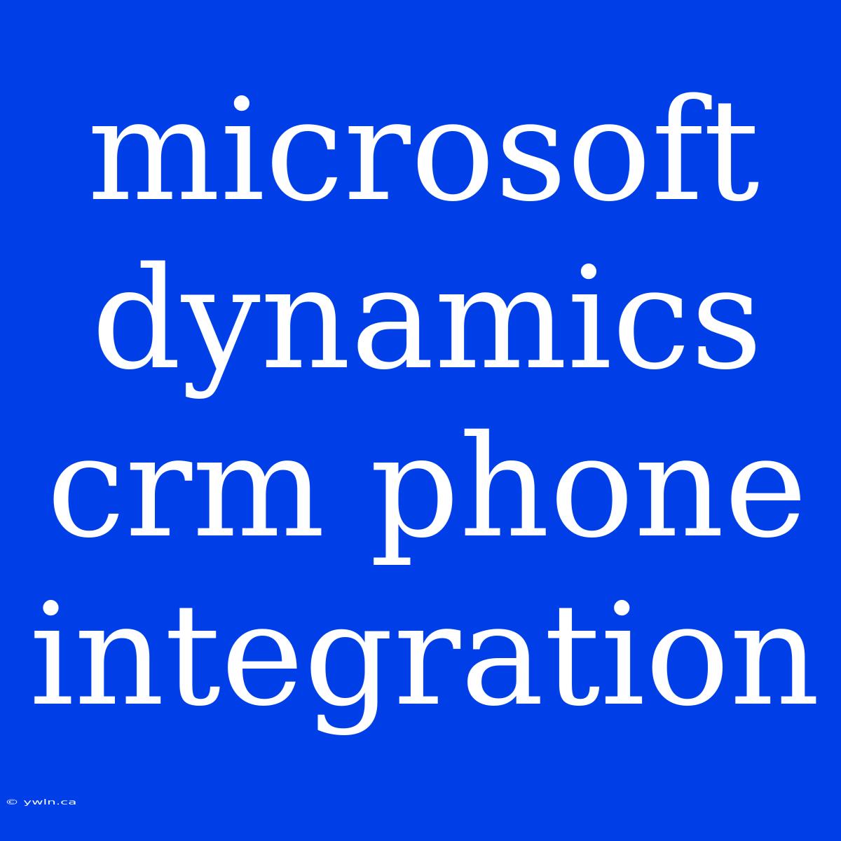 Microsoft Dynamics Crm Phone Integration