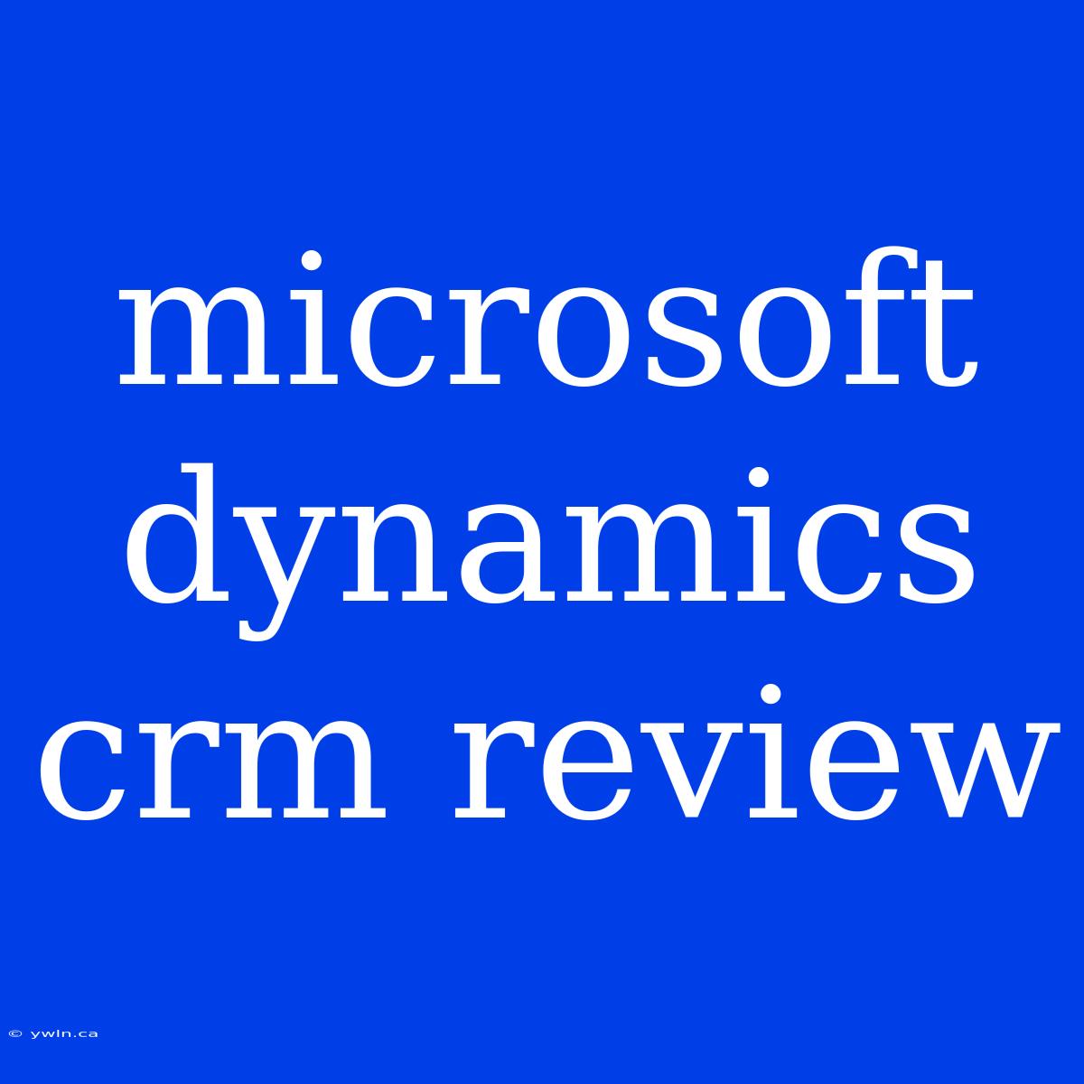 Microsoft Dynamics Crm Review