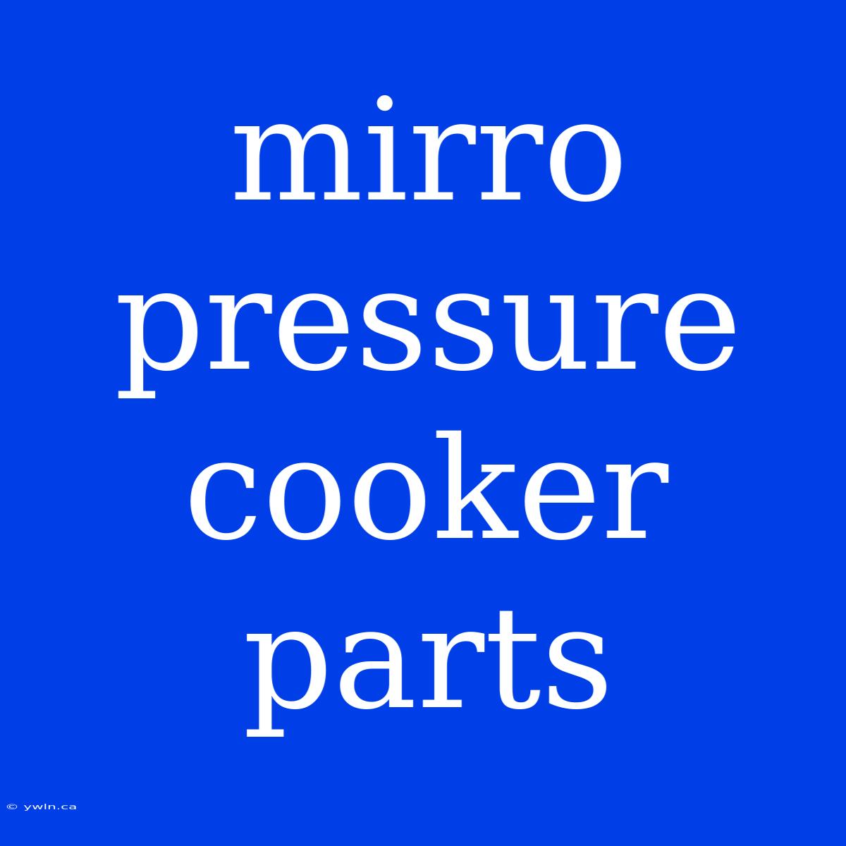 Mirro Pressure Cooker Parts