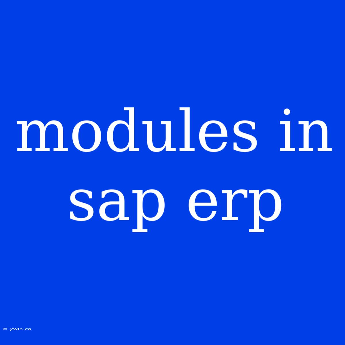 Modules In Sap Erp