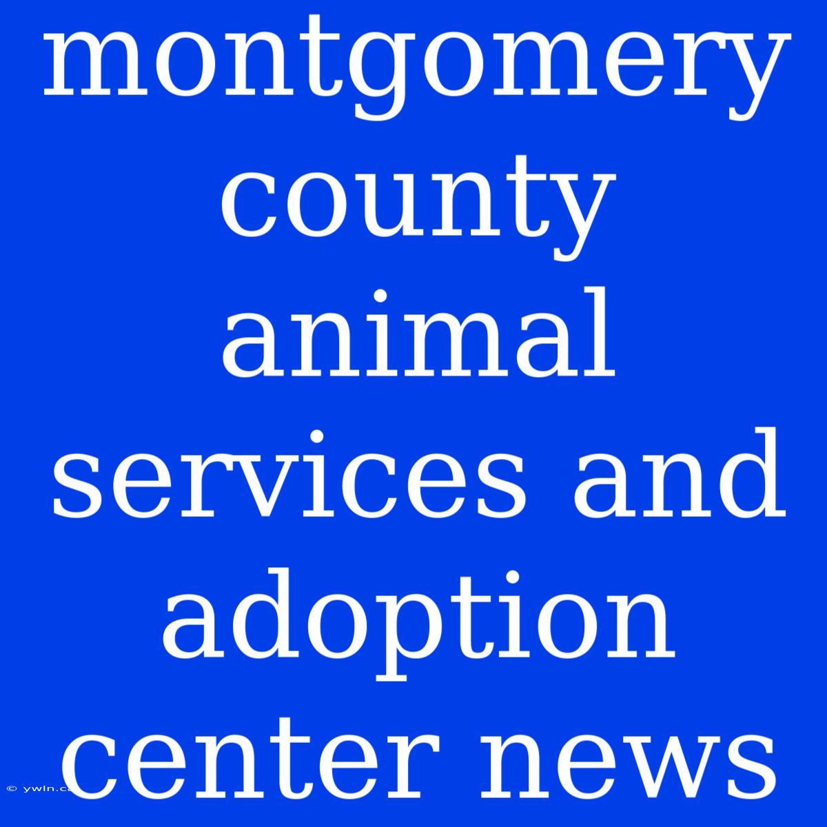 Montgomery County Animal Services And Adoption Center News