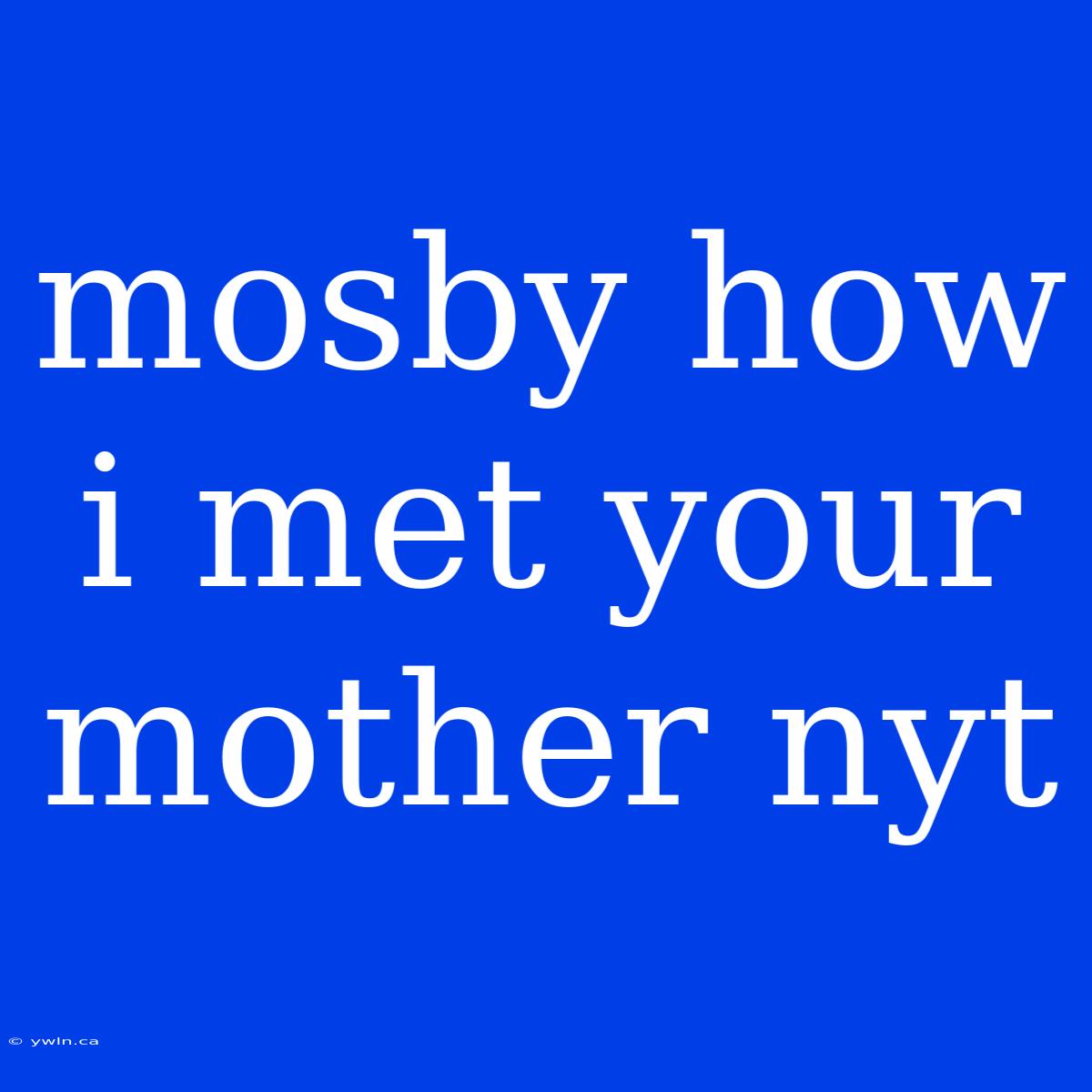 Mosby How I Met Your Mother Nyt