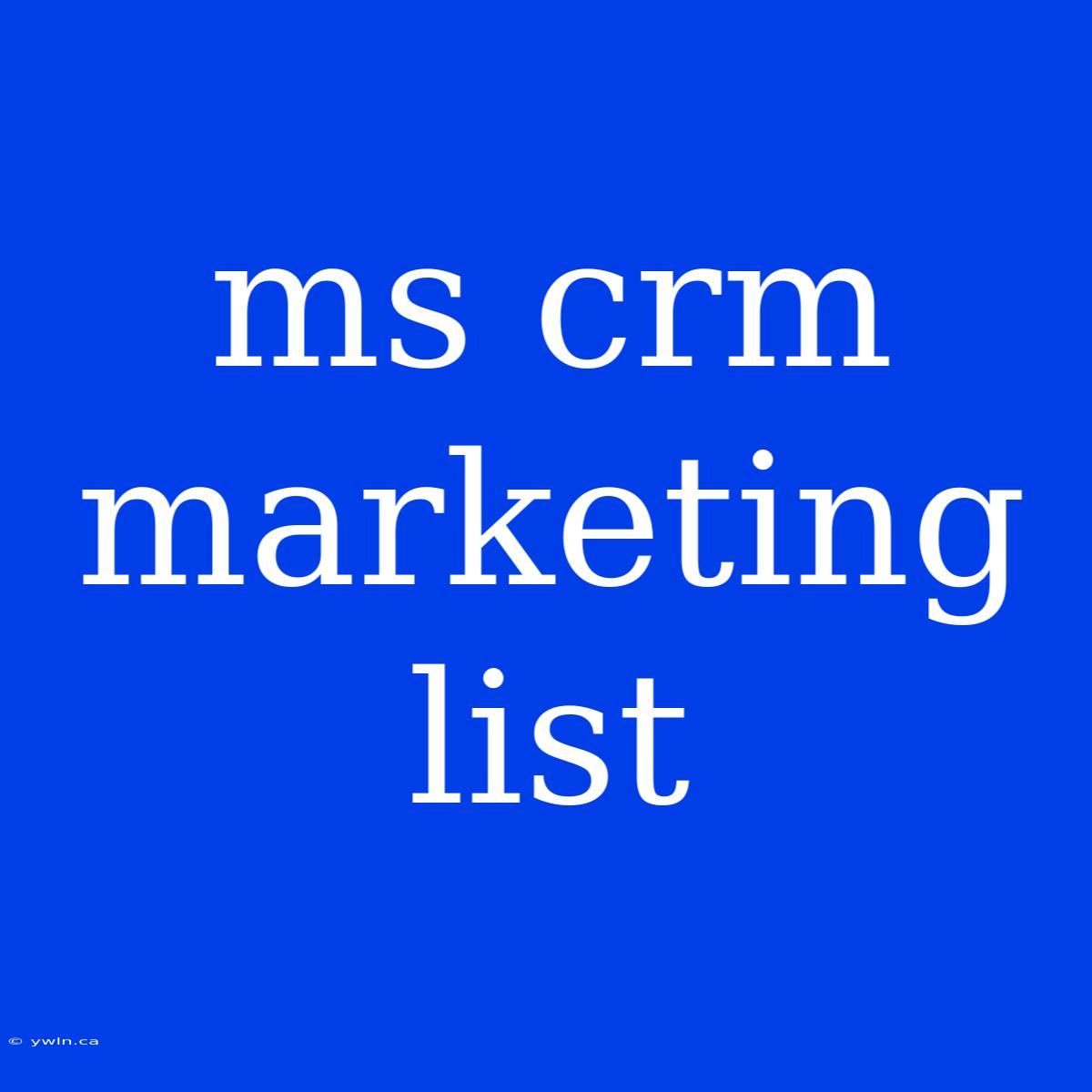 Ms Crm Marketing List