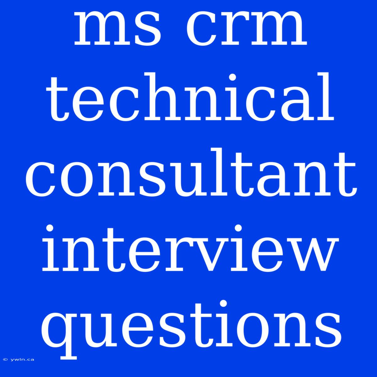 Ms Crm Technical Consultant Interview Questions