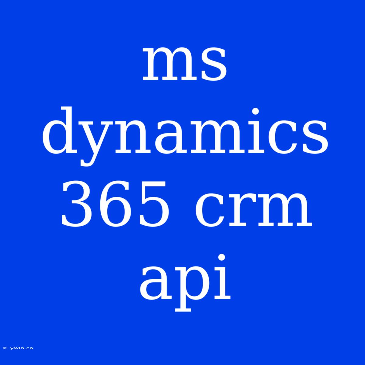 Ms Dynamics 365 Crm Api