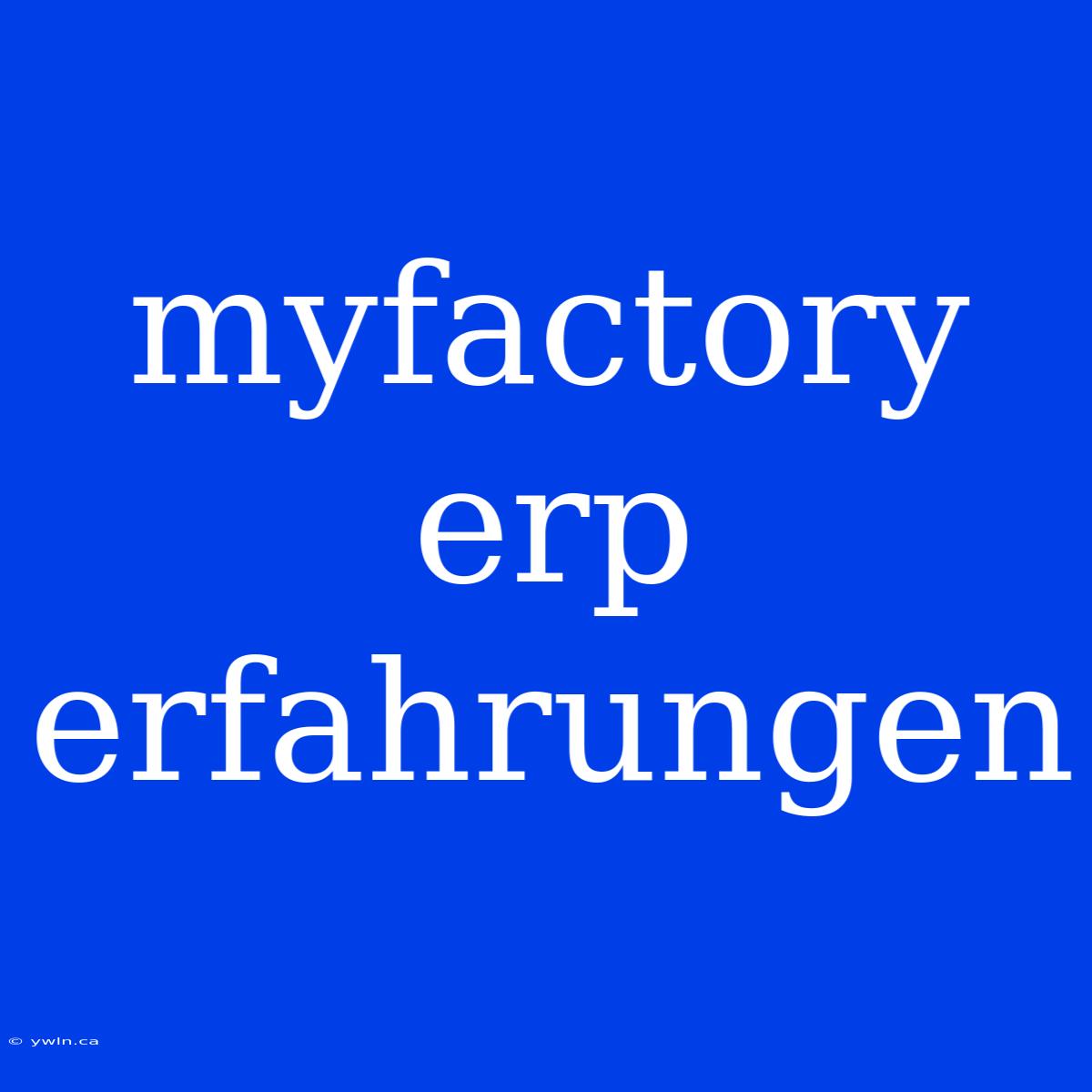 Myfactory Erp Erfahrungen