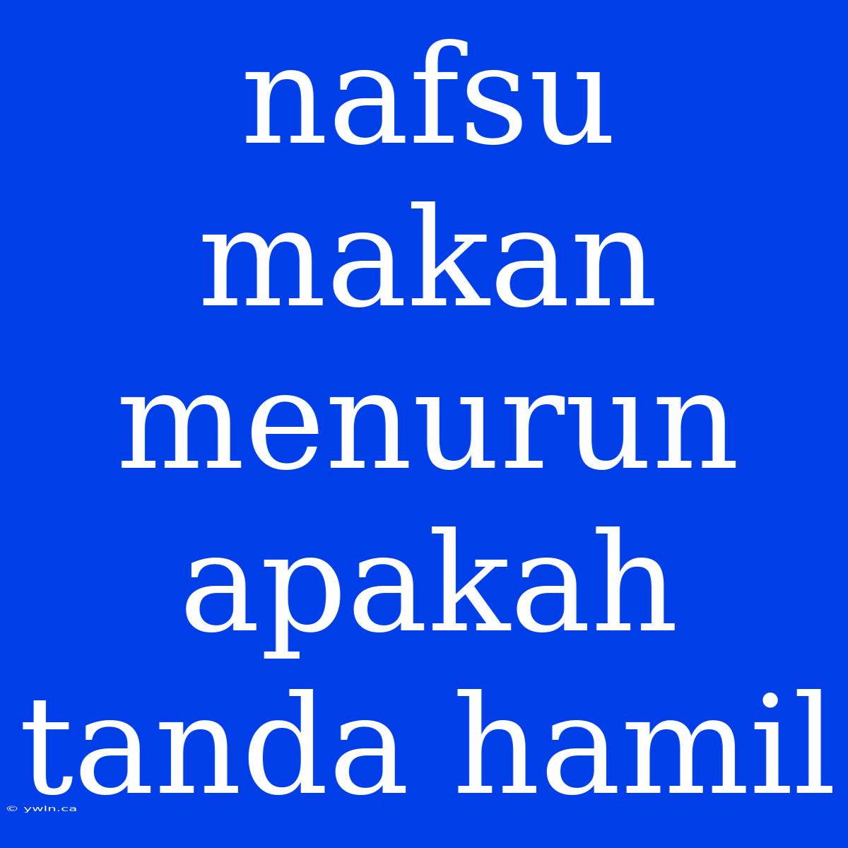 Nafsu Makan Menurun Apakah Tanda Hamil