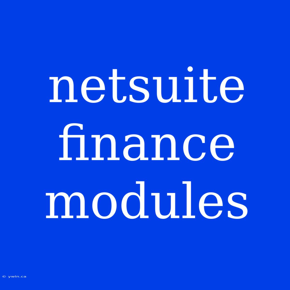 Netsuite Finance Modules