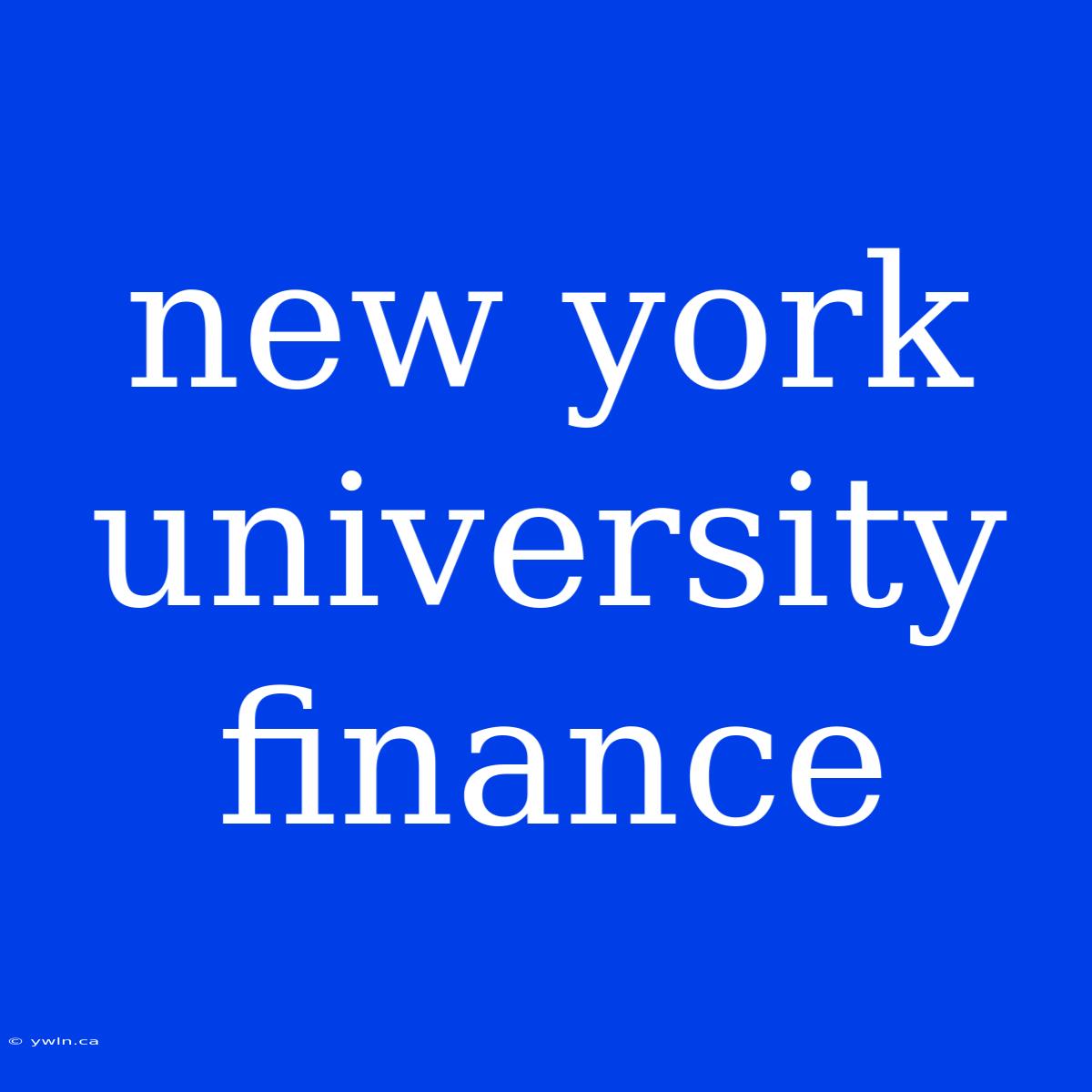 New York University Finance