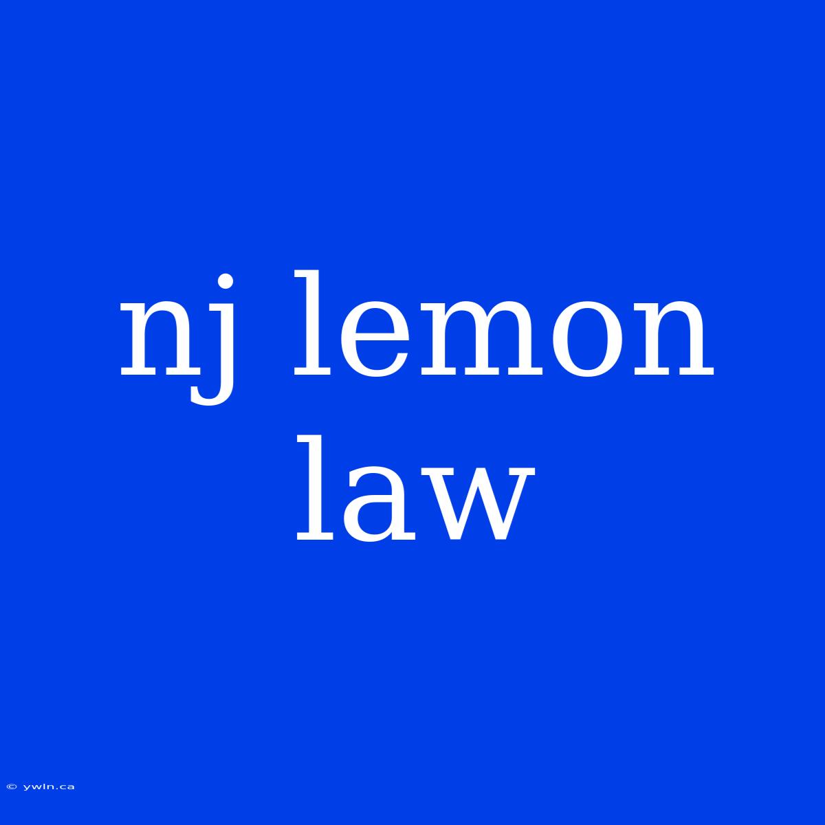 Nj Lemon Law