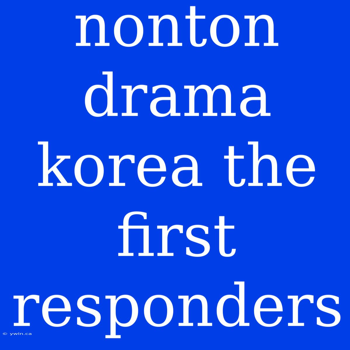 Nonton Drama Korea The First Responders