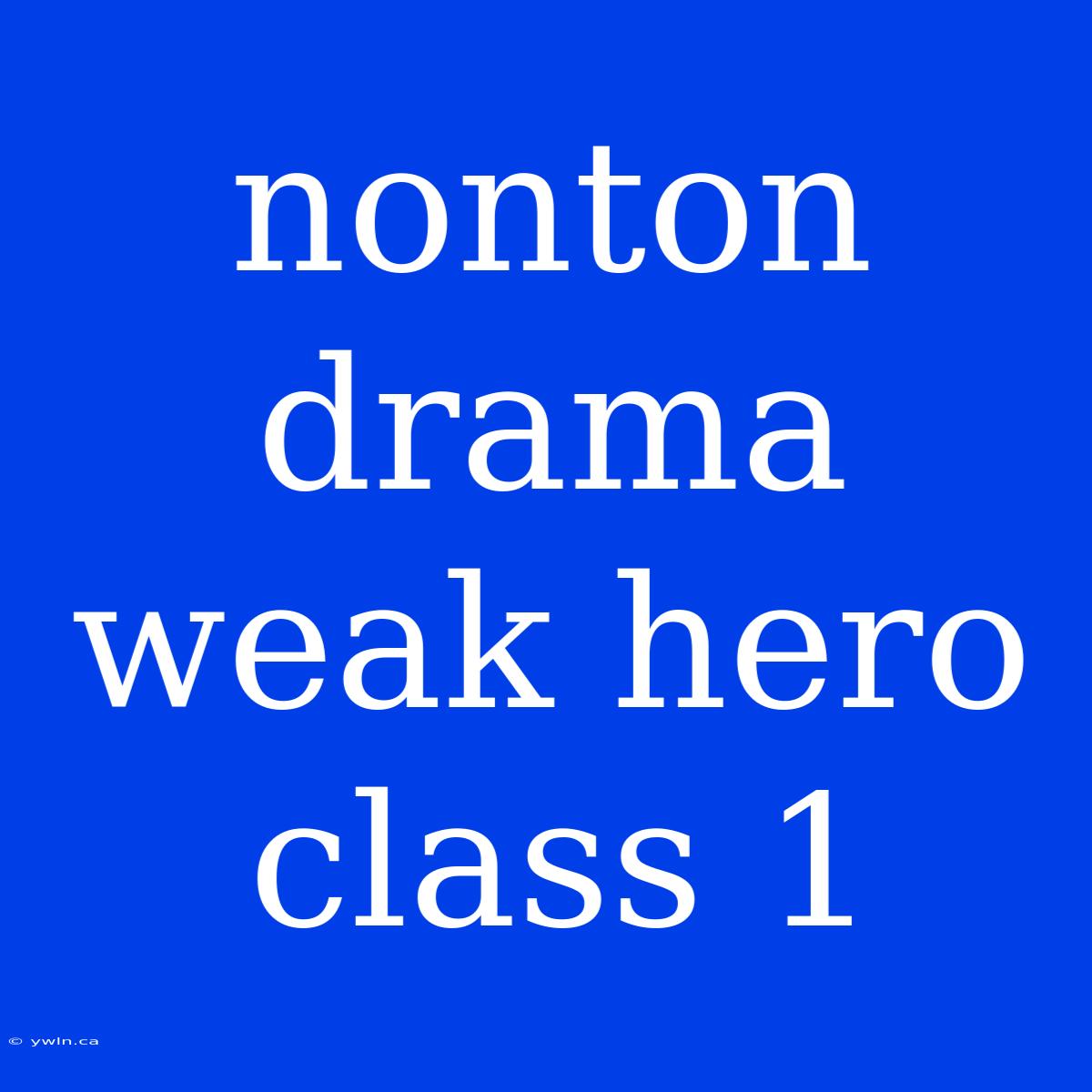 Nonton Drama Weak Hero Class 1