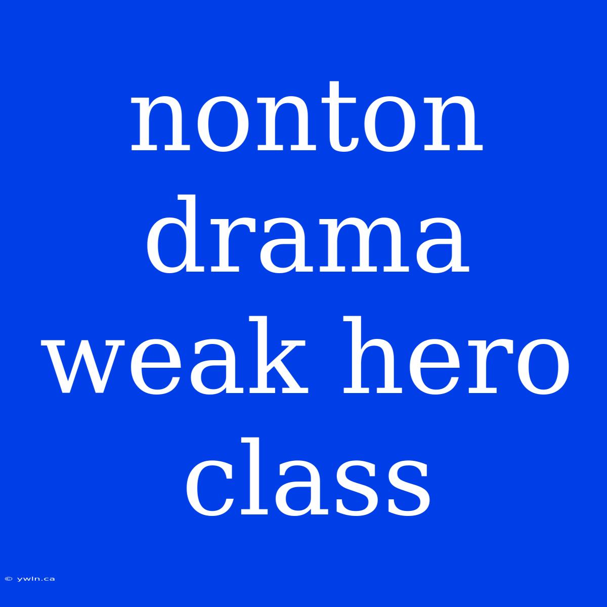 Nonton Drama Weak Hero Class