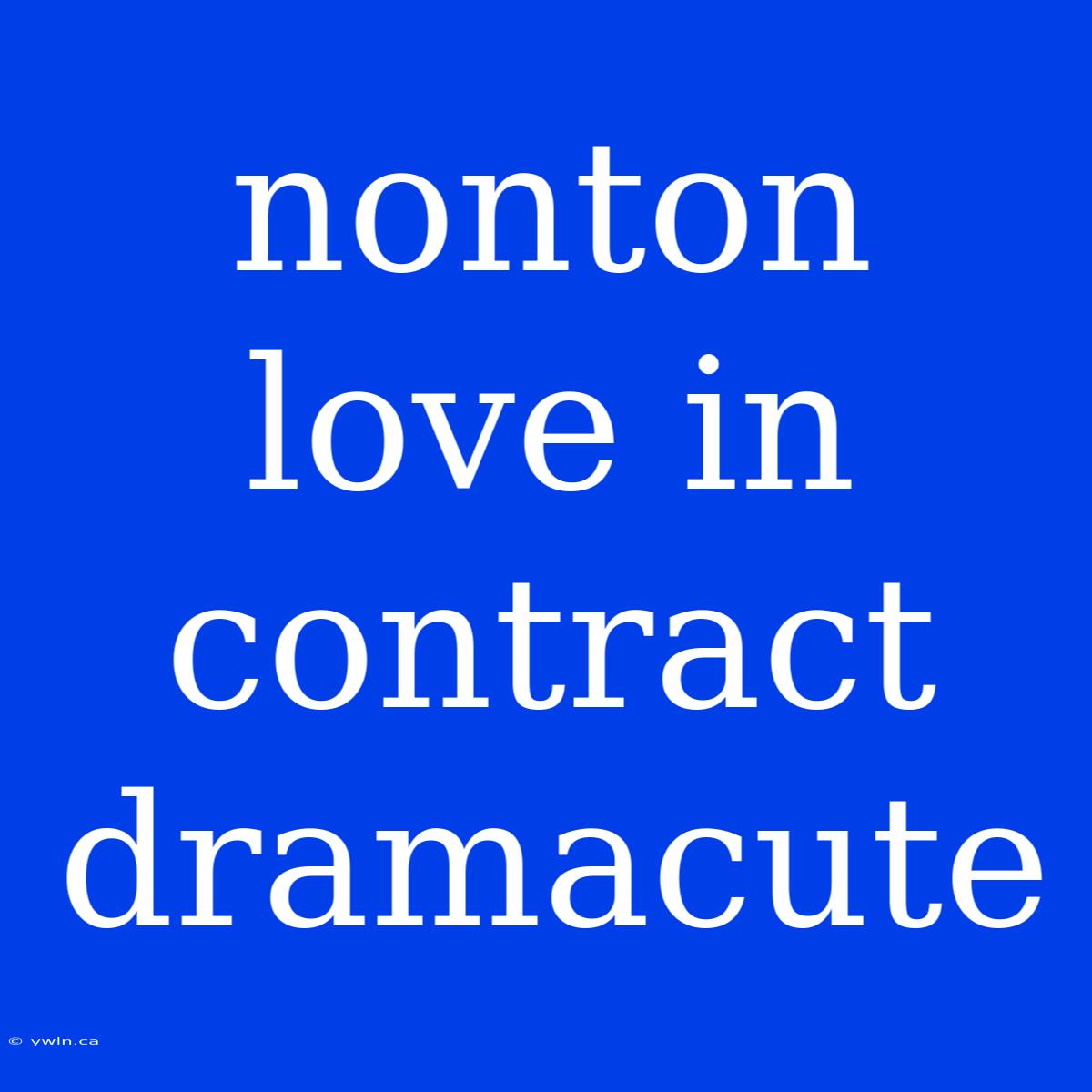 Nonton Love In Contract Dramacute