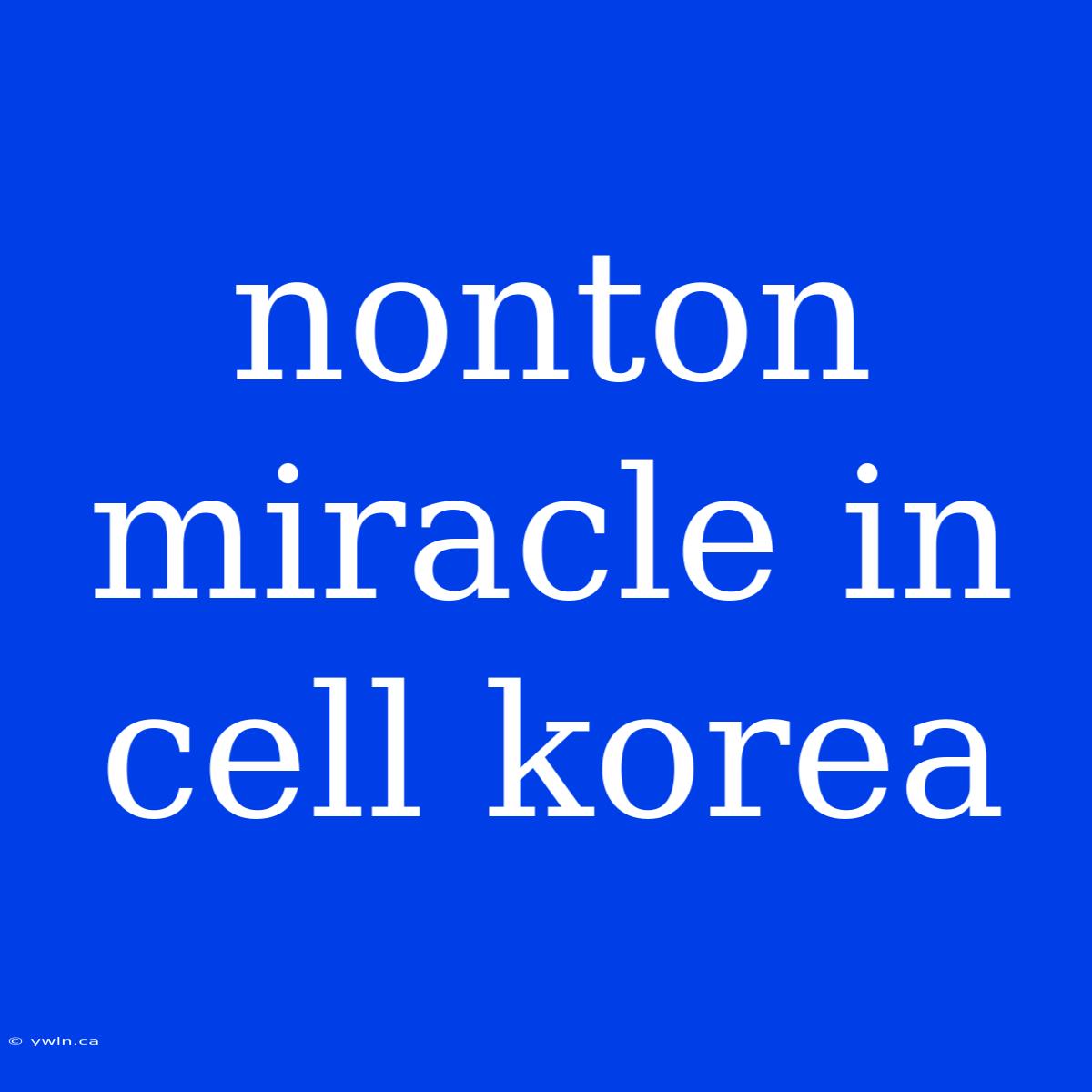 Nonton Miracle In Cell Korea