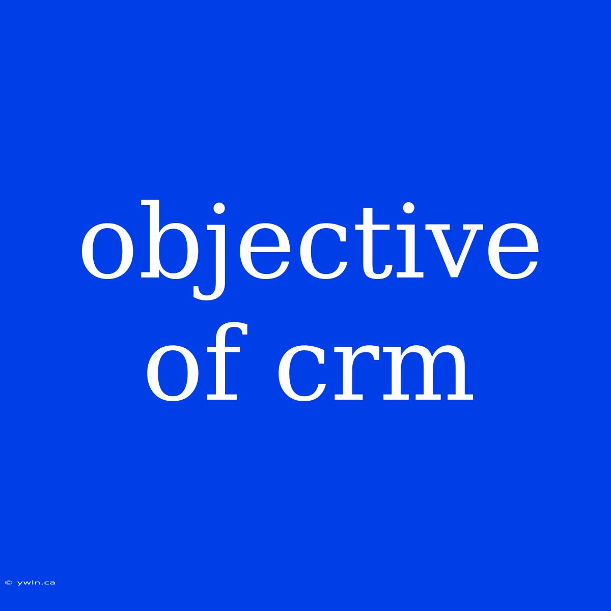 Objective Of Crm