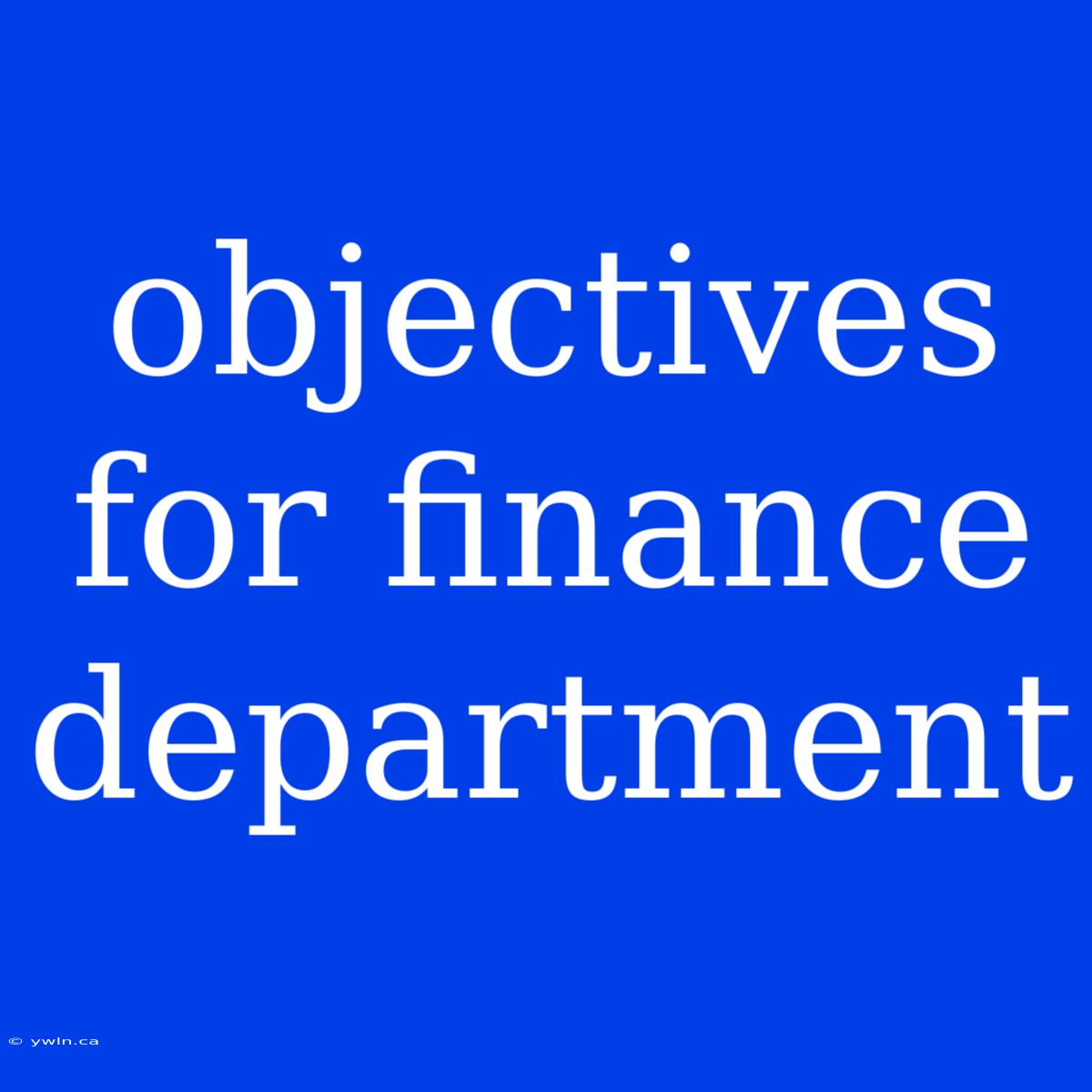 Objectives For Finance Department