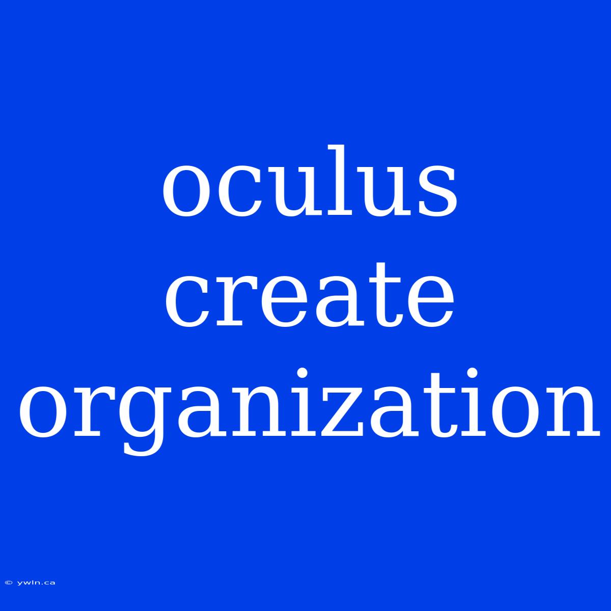 Oculus Create Organization