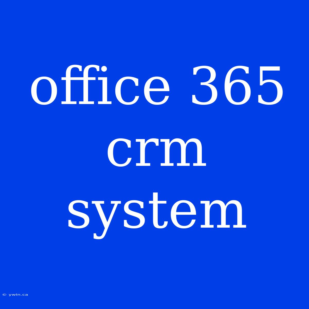 Office 365 Crm System