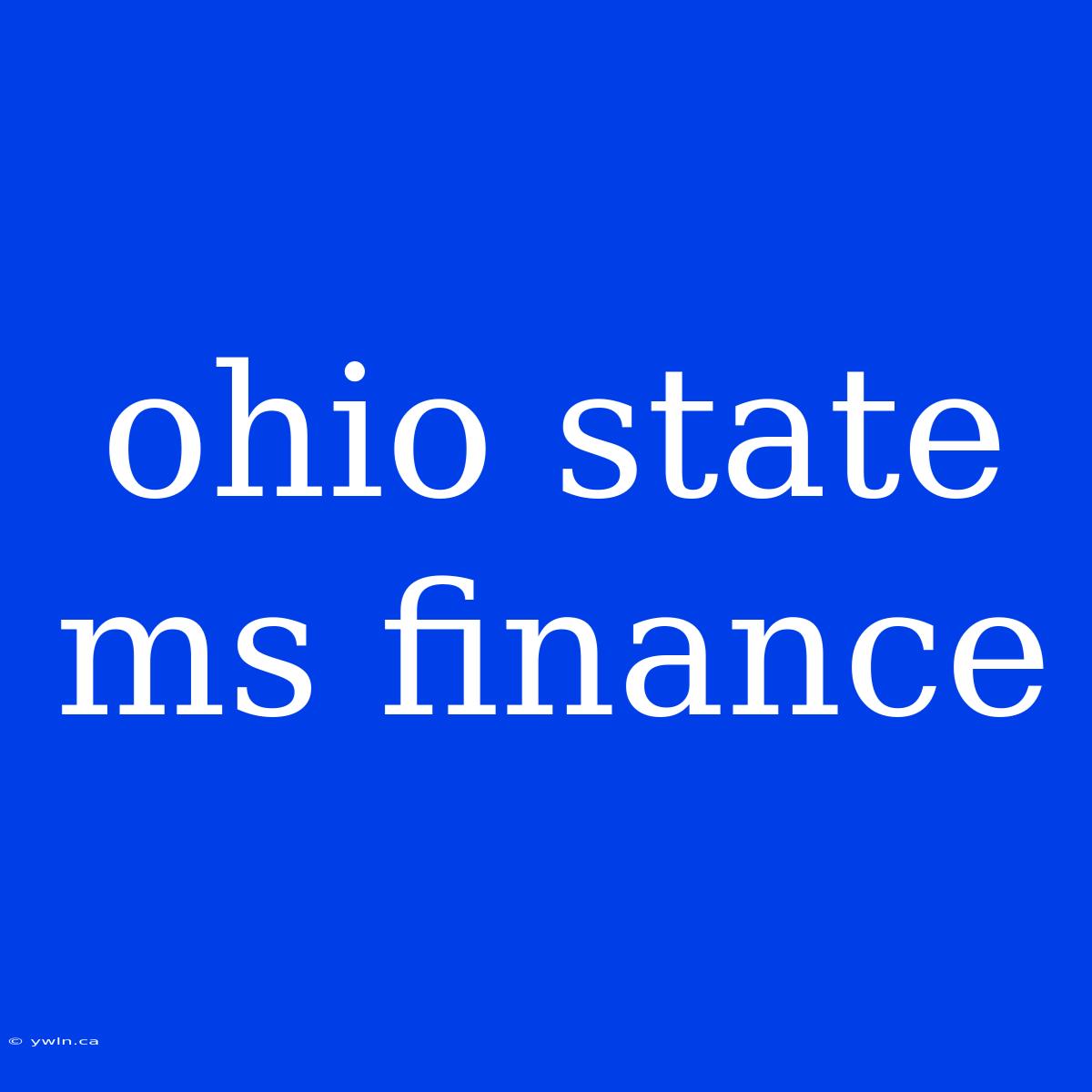 Ohio State Ms Finance