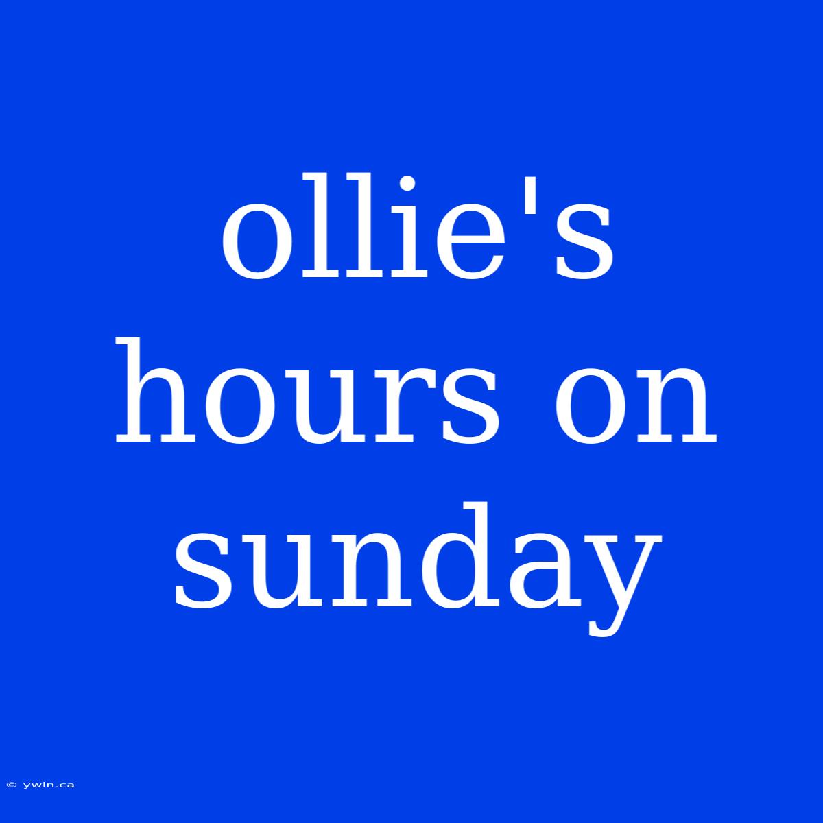 Ollie's Hours On Sunday