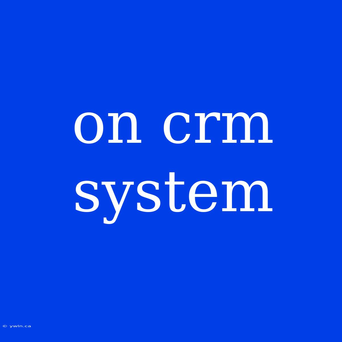 On Crm System