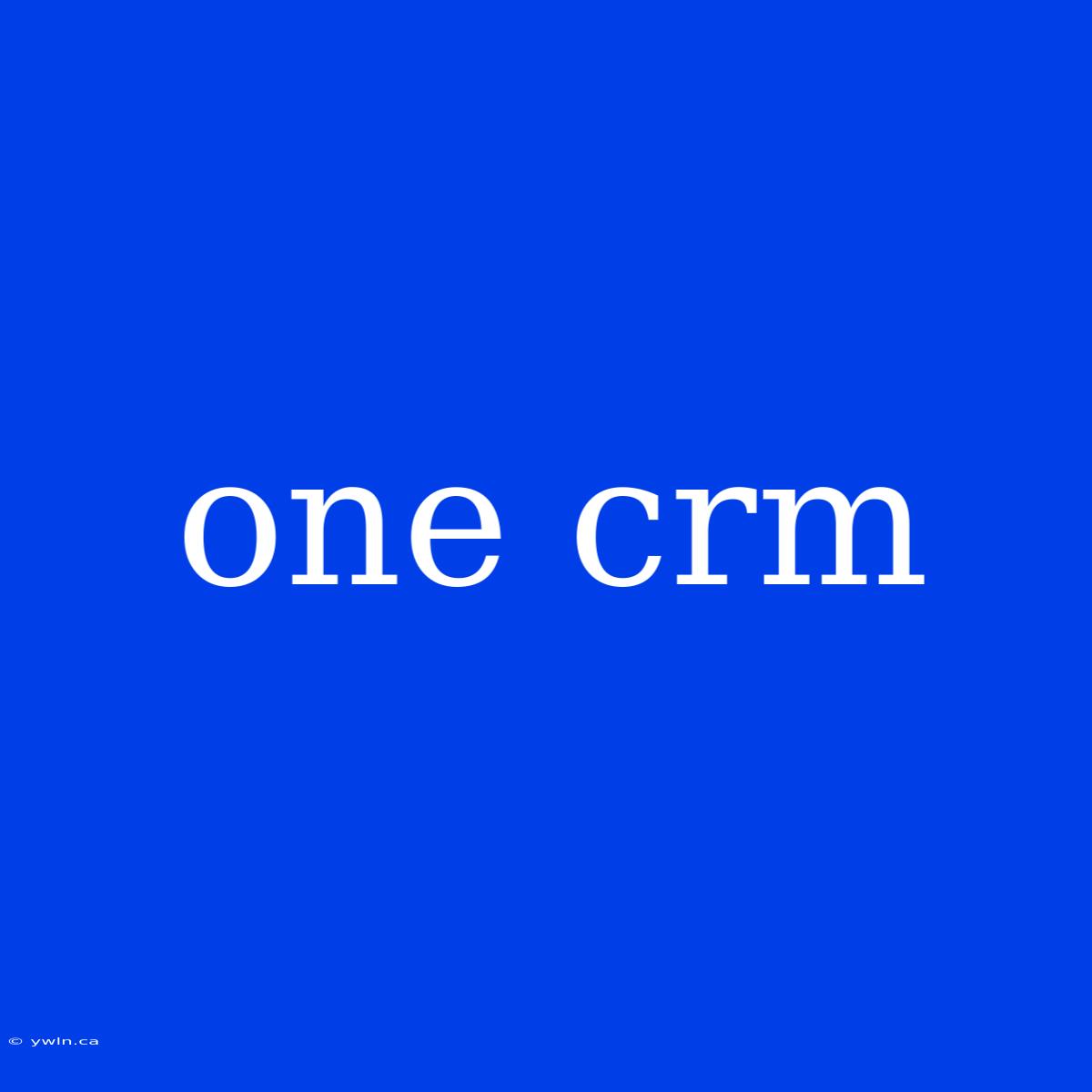 One Crm