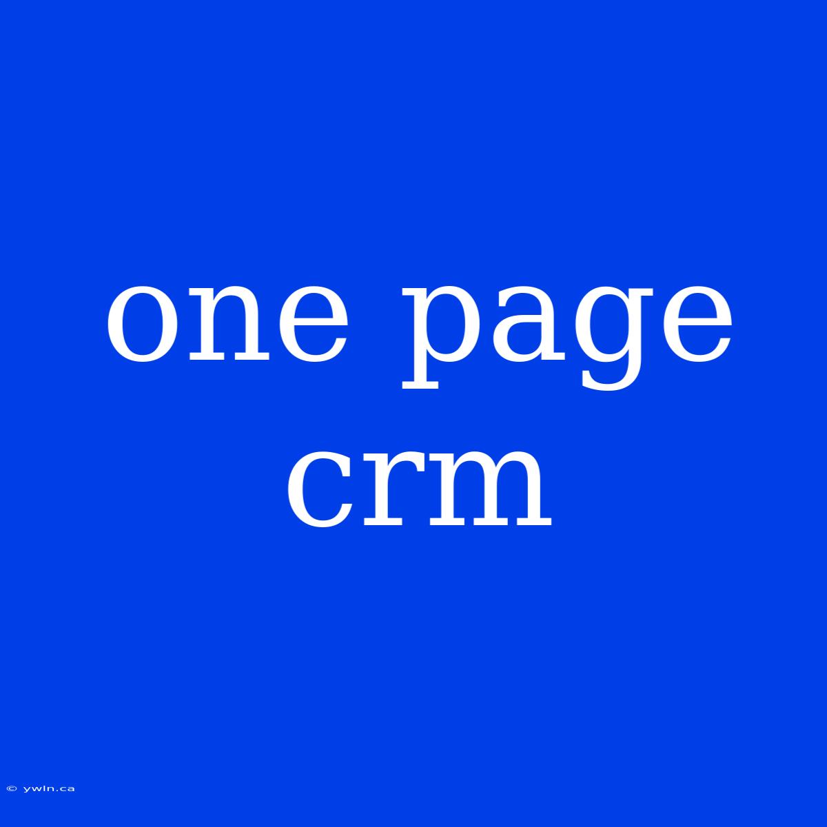 One Page Crm