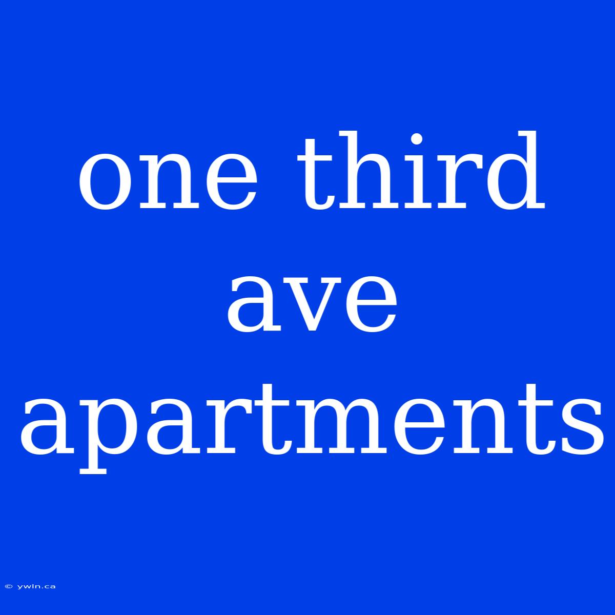 One Third Ave Apartments