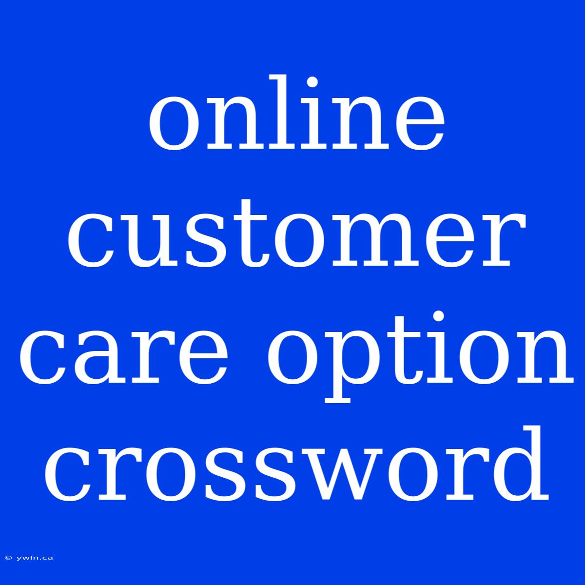 Online Customer Care Option Crossword