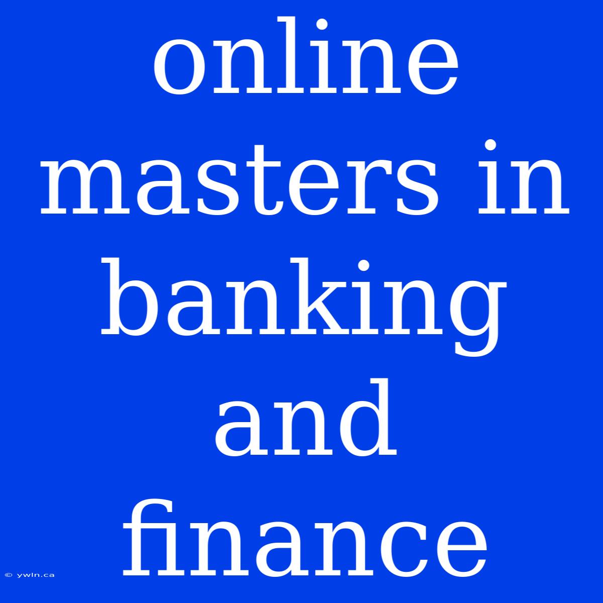 Online Masters In Banking And Finance