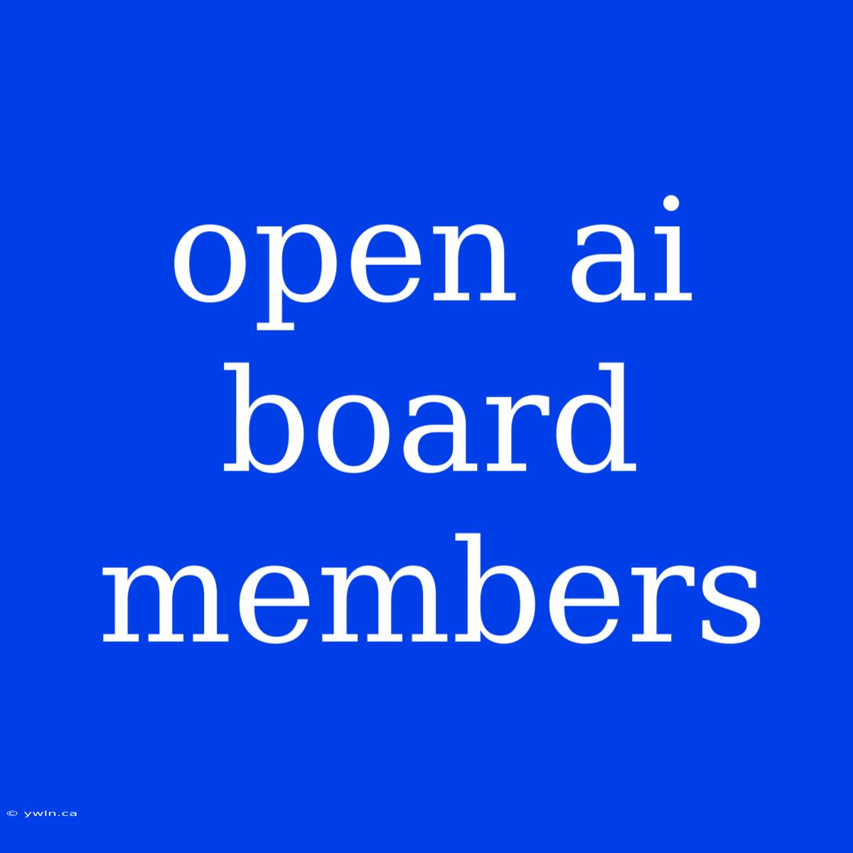 Open Ai Board Members