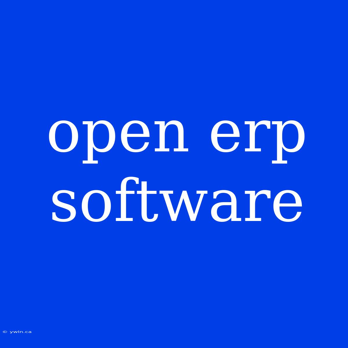 Open Erp Software