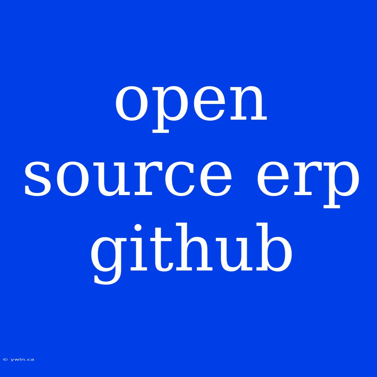 Open Source Erp Github