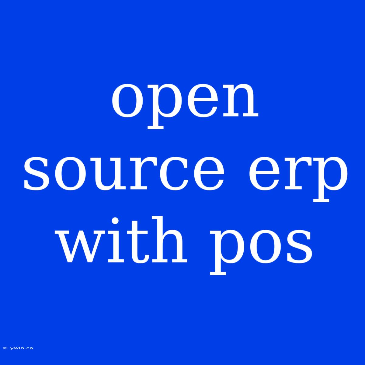 Open Source Erp With Pos