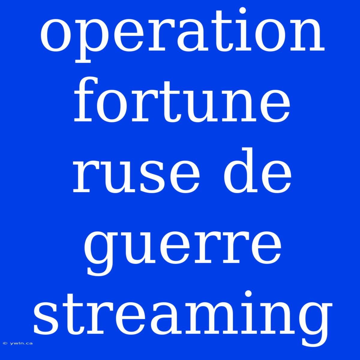 Operation Fortune Ruse De Guerre Streaming