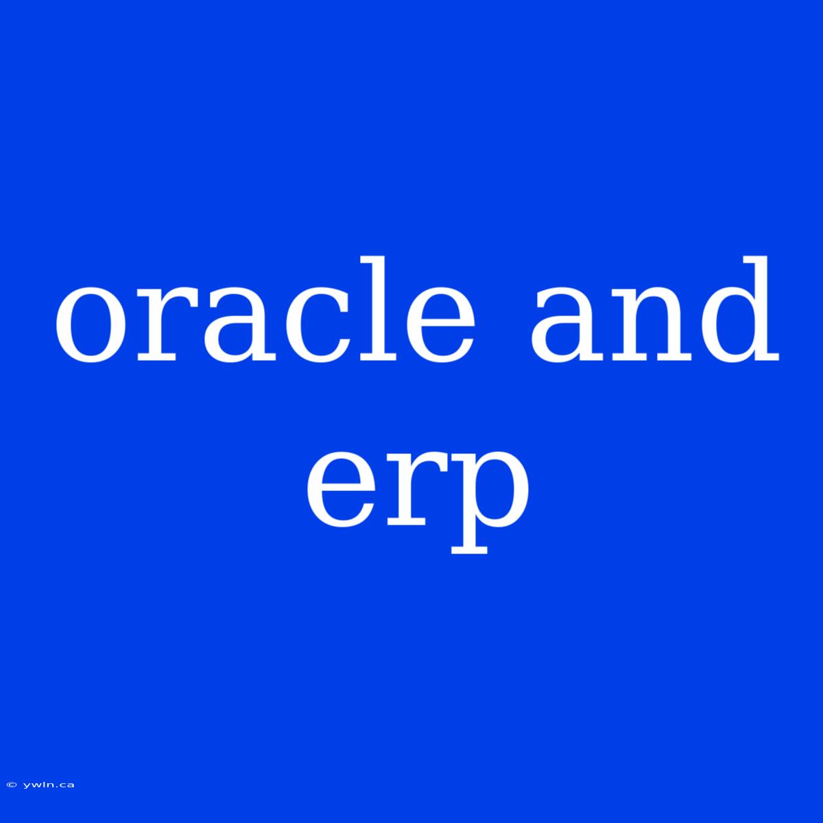 Oracle And Erp