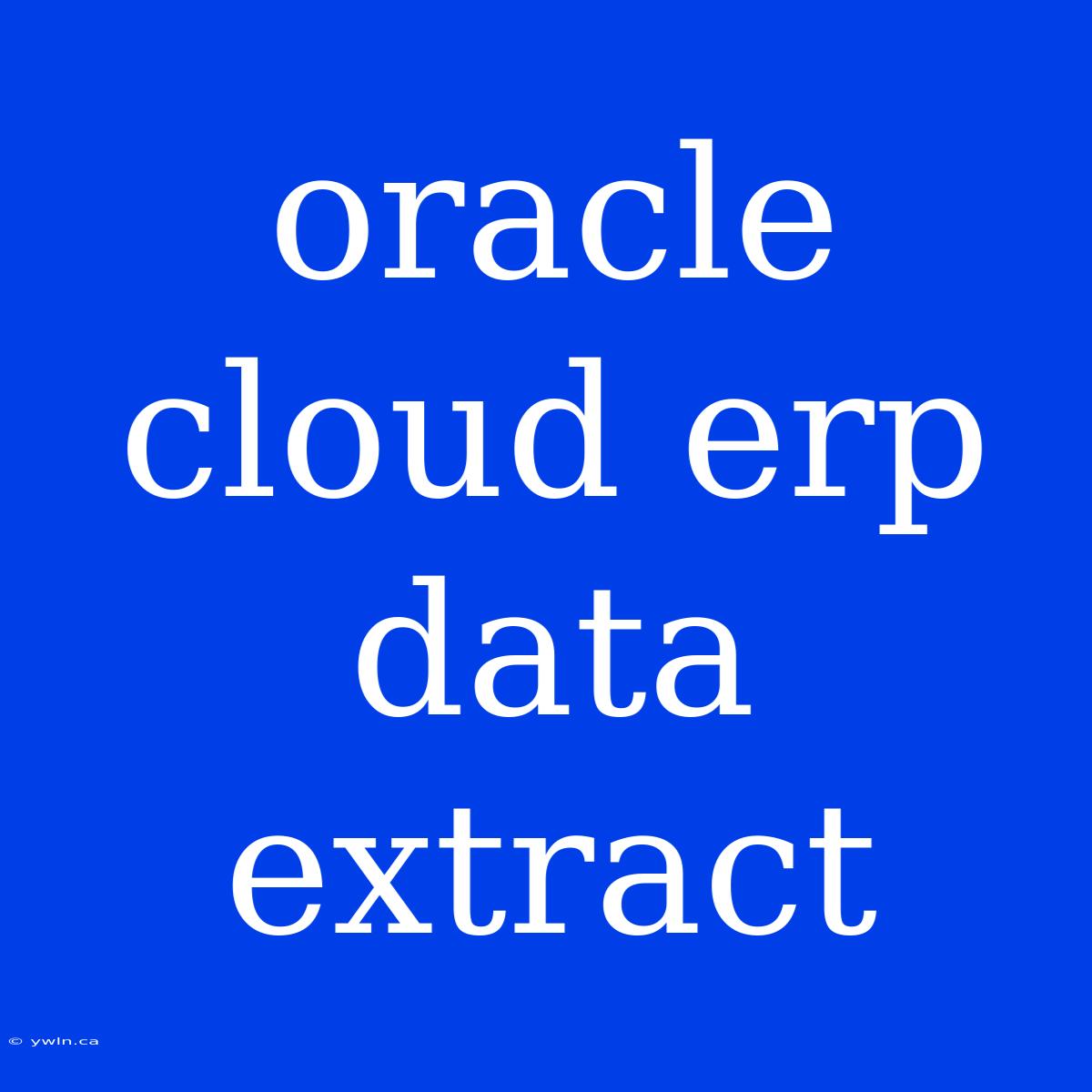 Oracle Cloud Erp Data Extract