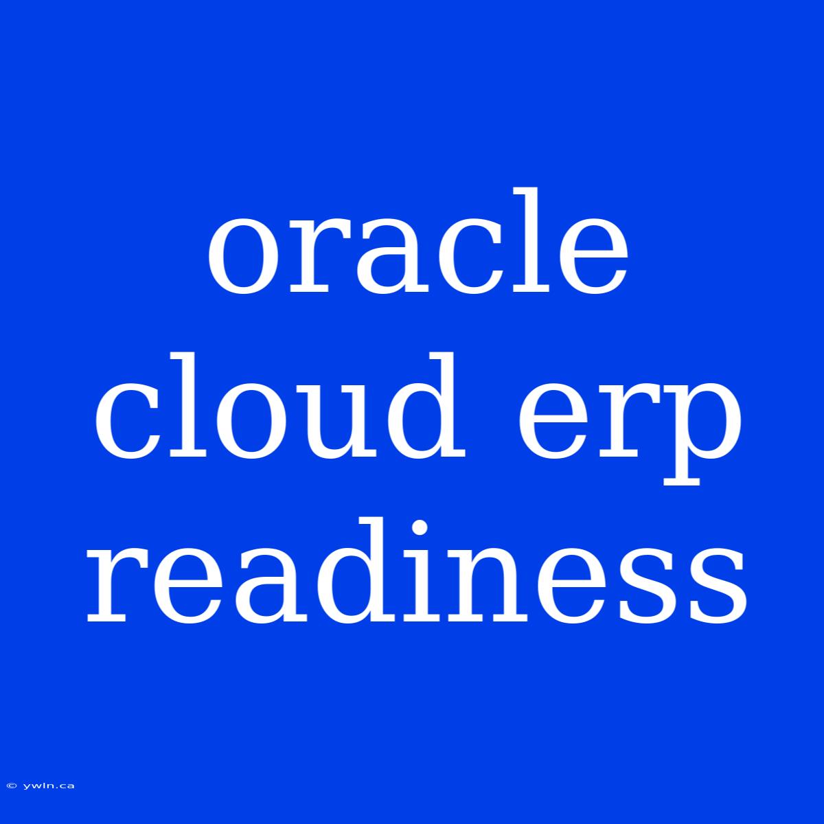 Oracle Cloud Erp Readiness