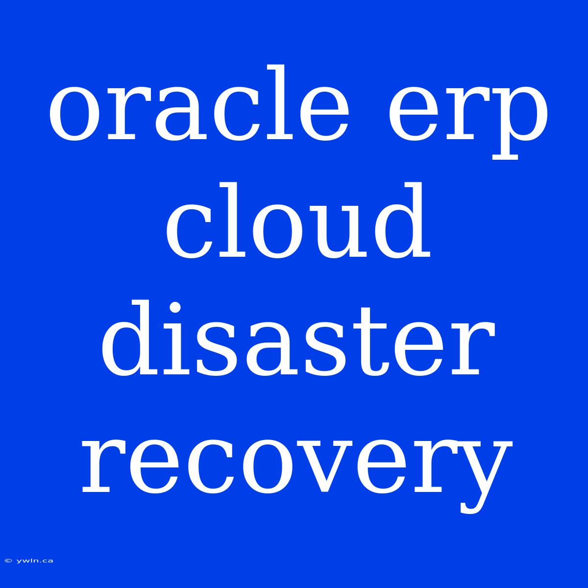 Oracle Erp Cloud Disaster Recovery