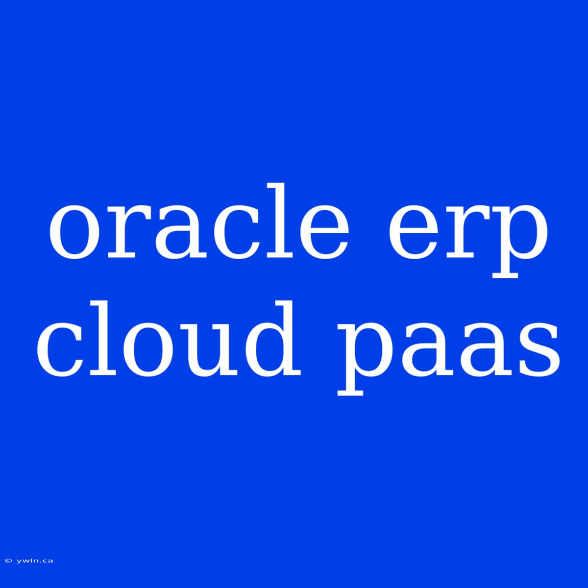 Oracle Erp Cloud Paas