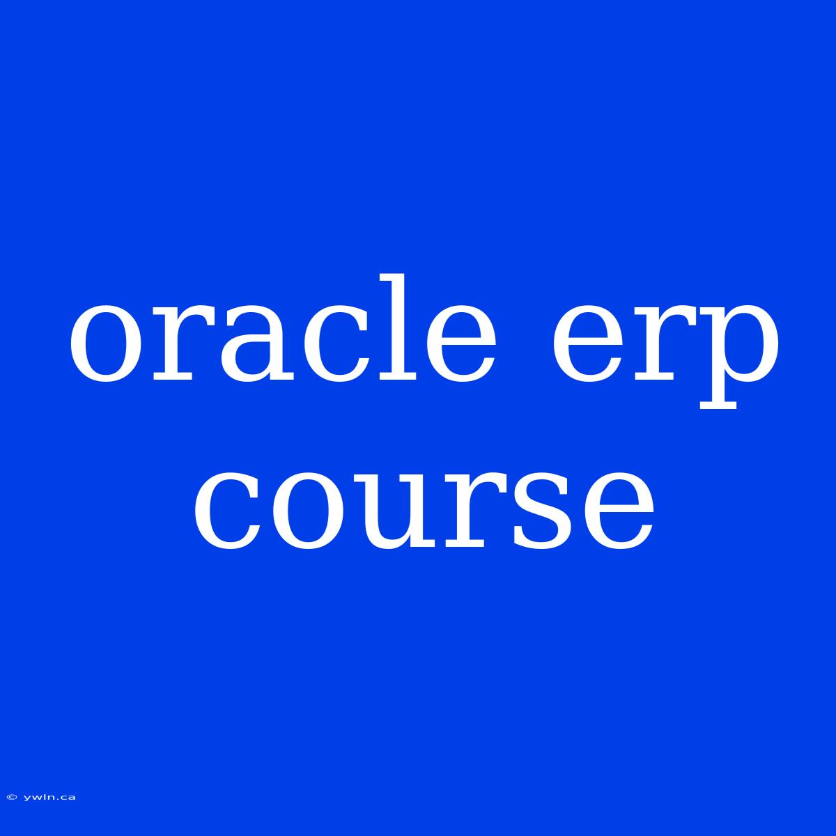 Oracle Erp Course