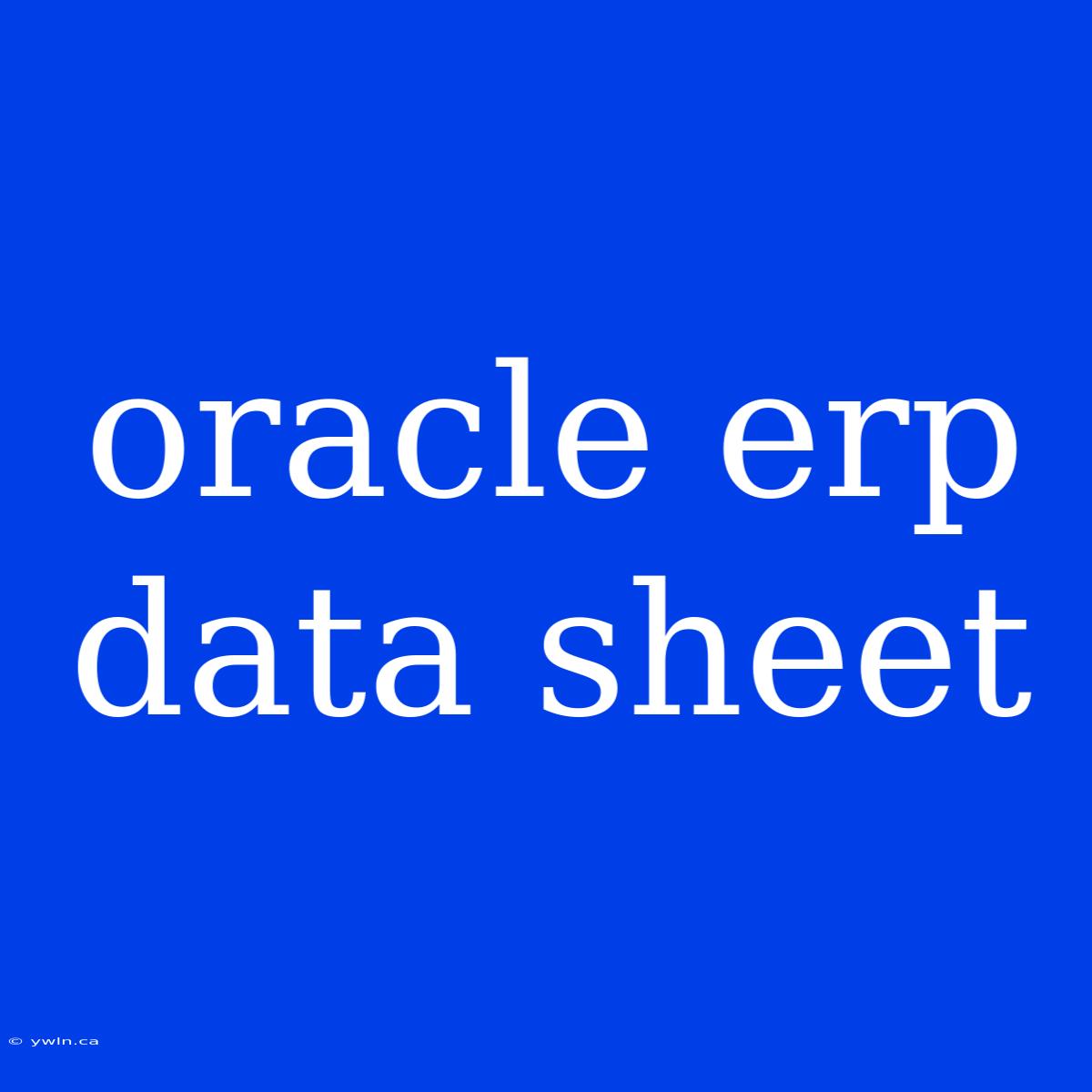 Oracle Erp Data Sheet