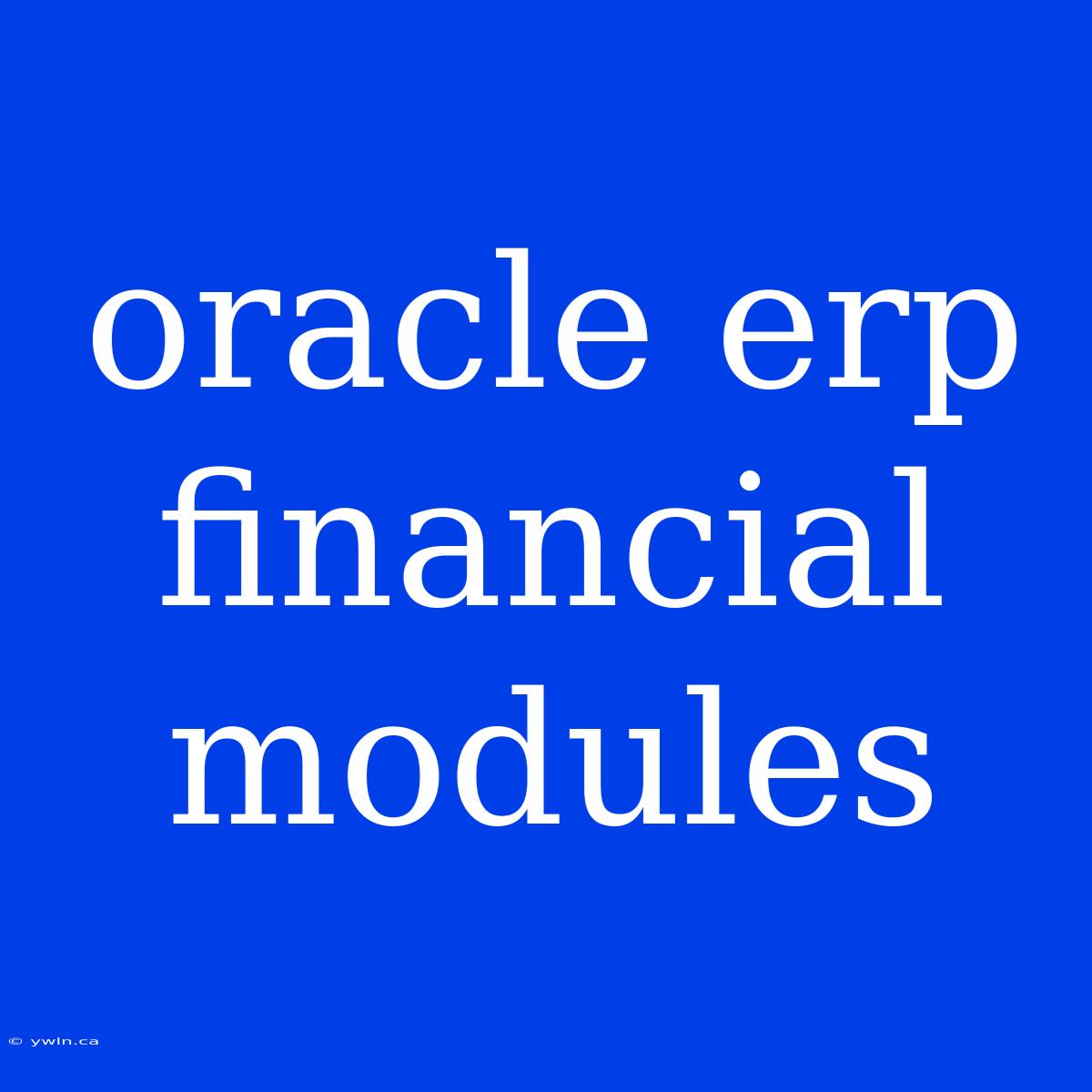 Oracle Erp Financial Modules