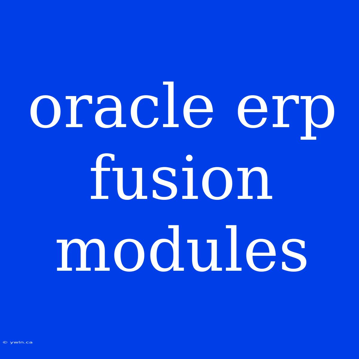 Oracle Erp Fusion Modules