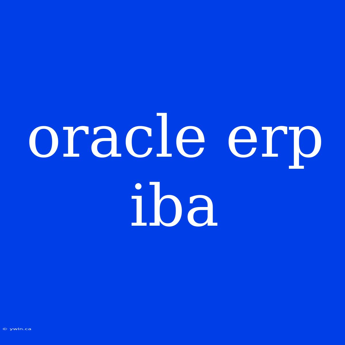 Oracle Erp Iba